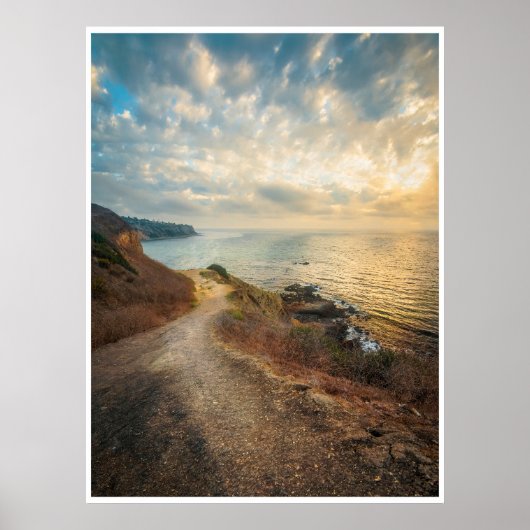 Coastal Path Sunset Light Landscape Beach Art ポスター (正面)
