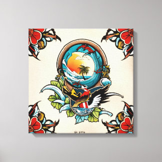 Coastal Pelicans on Marina Pier Canvas Wall Art... キャンバスプリント