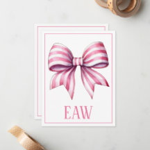 Coastal Pink and White Watercolor Bow Monogram
