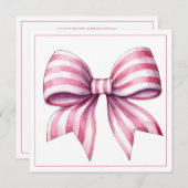 Coastal Pink and White Watercolor Bow Personalized ノートカード (正面/裏面)