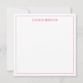 Coastal Pink and White Watercolor Bow Personalized ノートカード (裏面)
