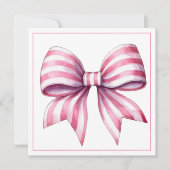 Coastal Pink and White Watercolor Bow Personalized ノートカード (正面)