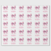 Coastal Pink and White Watercolor Bow Personalized ラッピングペーパー (フラット)