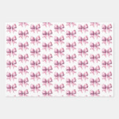 Coastal Pink and White Watercolor Bows ラッピングペーパーシート (正面2)