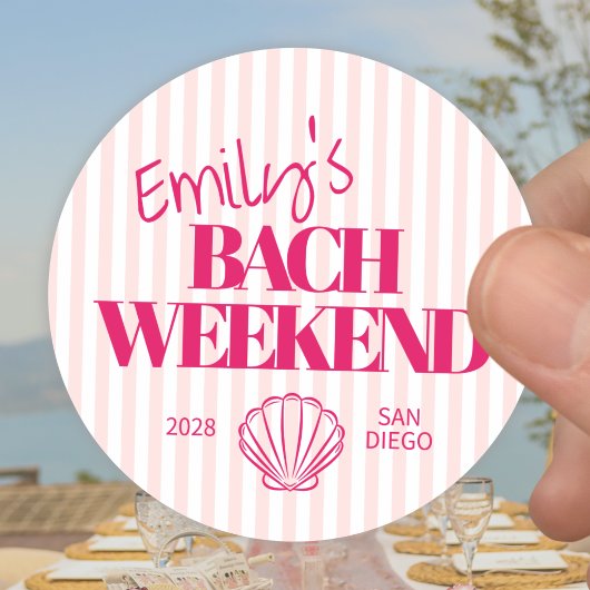 Coastal Pink Striped Bach Weekend Shell ラウンドシール