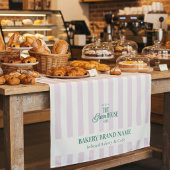 Coastal Pink Stripes Bakery Logo Table Runner タペストリー