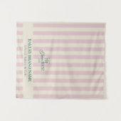 Coastal Pink Stripes Bakery Logo Table Runner タペストリー (正面(横))