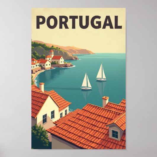 Coastal Portugal – Retro Seaside Escape ポスター (正面)