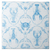 Coastal Preppy Lobster and Crabs in Light Blue タイル (正面)