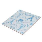 Coastal Preppy Lobster and Crabs in Light Blue タイル (側面)