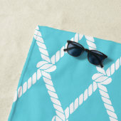 Coastal Preppy Nautical Monogram – Turq & Navy ビーチタオル (インサイチュ)