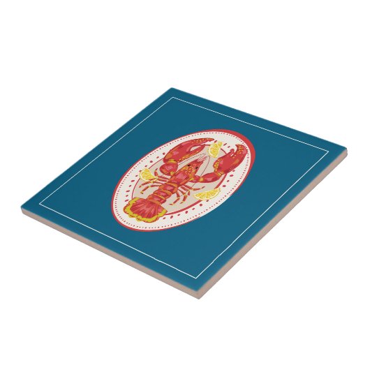 Coastal Red Lobster Lemon Pattern Ceramic Tile タイル (側面)