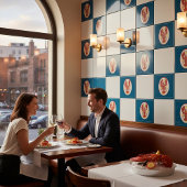 Coastal Red Lobster Lemon Pattern Ceramic Tile タイル