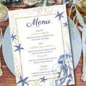 Coastal Rehearsal Dinner Wedding Menu Card メニュー