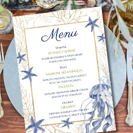 Coastal Rehearsal Dinner Wedding Menu Card メニュー