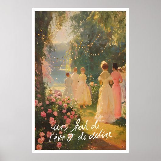 Coastal Rococo Art Print Rose Garden, Lanterns ポスター (正面)