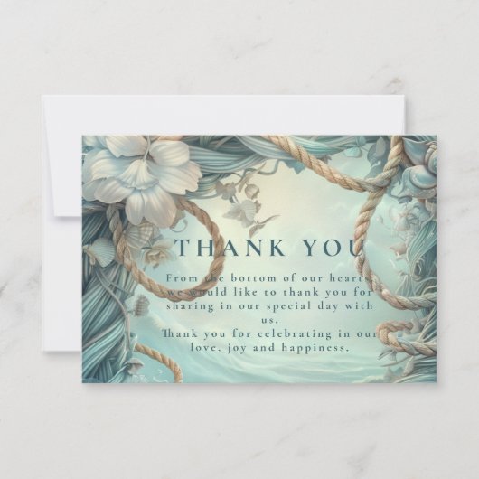 Coastal Rope Botanical Ocean Wedding サンキューカード (正面)
