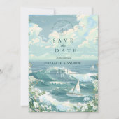 Coastal Sailboat Ocean Wedding セーブザデート (正面)