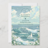 Coastal Sailboat Ocean Wedding 招待状 (正面)