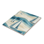 Coastal Sailboat Waves Nautical Pattern (1) タイル (側面)