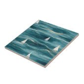 Coastal Sailboat Waves Nautical Pattern (3) タイル (側面)