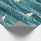 Coastal Sailboat Waves Nautical Pattern (3) ラッピングペーパー (角)