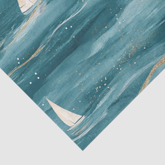 Coastal Sailboat Waves Nautical Pattern (3) 薄葉紙 (詳細)
