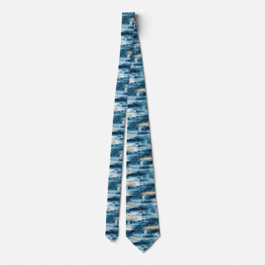 Coastal Sailboat Waves Nautical Pattern (4) ネクタイ (裏面)