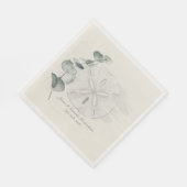 Coastal Sand Dollar & Eucalyptus watercolor スタンダードランチョンナプキン (角)