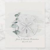 Coastal Sand Dollar & Eucalyptus watercolor ワインラベル (シングルラベル)