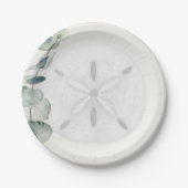 Coastal Sand Dollar Eucalyptus Wedding Paper Plate ペーパープレート (正面)