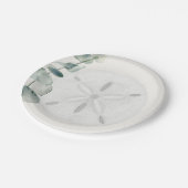 Coastal Sand Dollar Eucalyptus Wedding Paper Plate ペーパープレート (アングル)