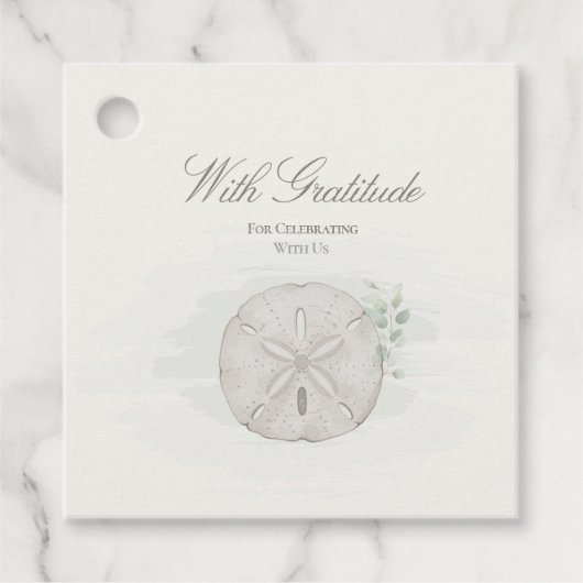 Coastal Sand Dollar Wedding Favor Tag フェイバータグ (正面)