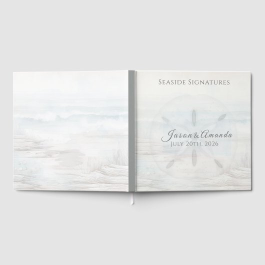 Coastal Sand Dollar Wedding Signature Book ゲストブック (全面)