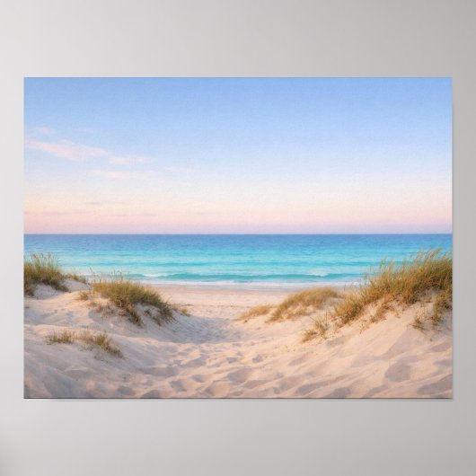 Coastal Sand Dunes Beach Poster - Pastel Sunset ポスター (正面)