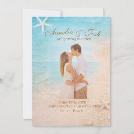 Coastal Sand & Sea Starfish wedding invitation 招待状