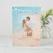 Coastal Sand & Sea Starfish wedding invitation 招待状 (スタンド正面)