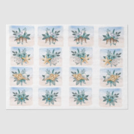 Coastal Sandpipers Flowers Shells Decoupage Paper 薄葉紙