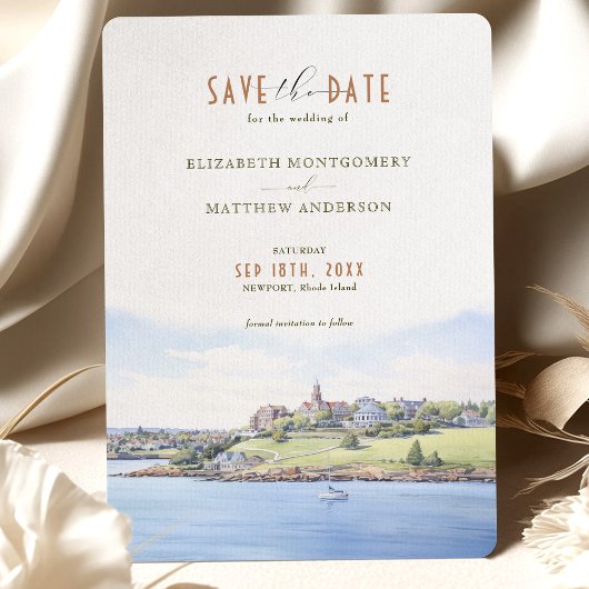 Coastal Save the Date Card – ロードアイランド，ニューポート 招待状