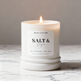 Coastal Sea & Sand Custom Candle Label Black White スクエアシール
