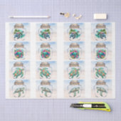 Coastal Sea Turtles in a Jar Decoupage  薄葉紙 (クラフト)