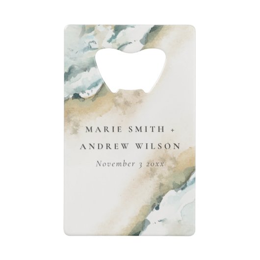 Coastal Sea Waves Sand Beach Nautical Wedding クレジットカード栓抜き (正面)