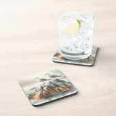 Coastal Seagulls Watercolor Seascape コースター (右側)