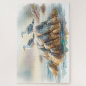 Coastal Seagulls Watercolor Seascape ジグソーパズル (縦)