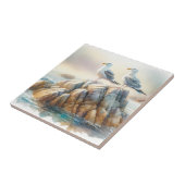 Coastal Seagulls Watercolor Seascape タイル (側面)
