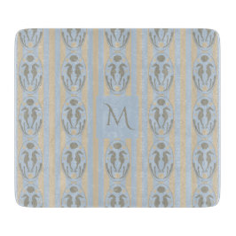 Coastal Seahorse Cameo Blue Cream Strip Monogram カッティングボード