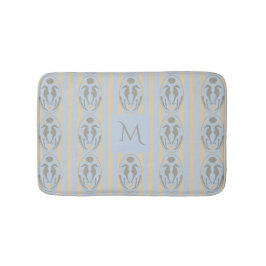 Coastal Seahorse Cameo Blue Cream Strip Monogram バスマット