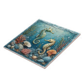 Coastal Seahorse Couple Ocean Corals Tropical Aqua タイル (側面)