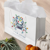 Coastal “Seas & Greetings” Crab Holiday ラージペーパーバッグ
