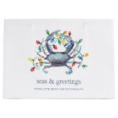 Coastal “Seas & Greetings” Crab Holiday ラージペーパーバッグ (正面)